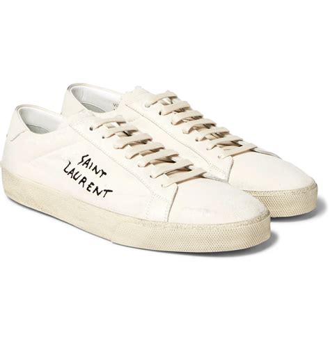 ysl canvas white sneaker men|saint laurent slip on sneakers.